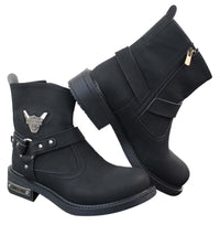 Mens Cowboy Motorcycle Riding Boots Nubuck PU Leather