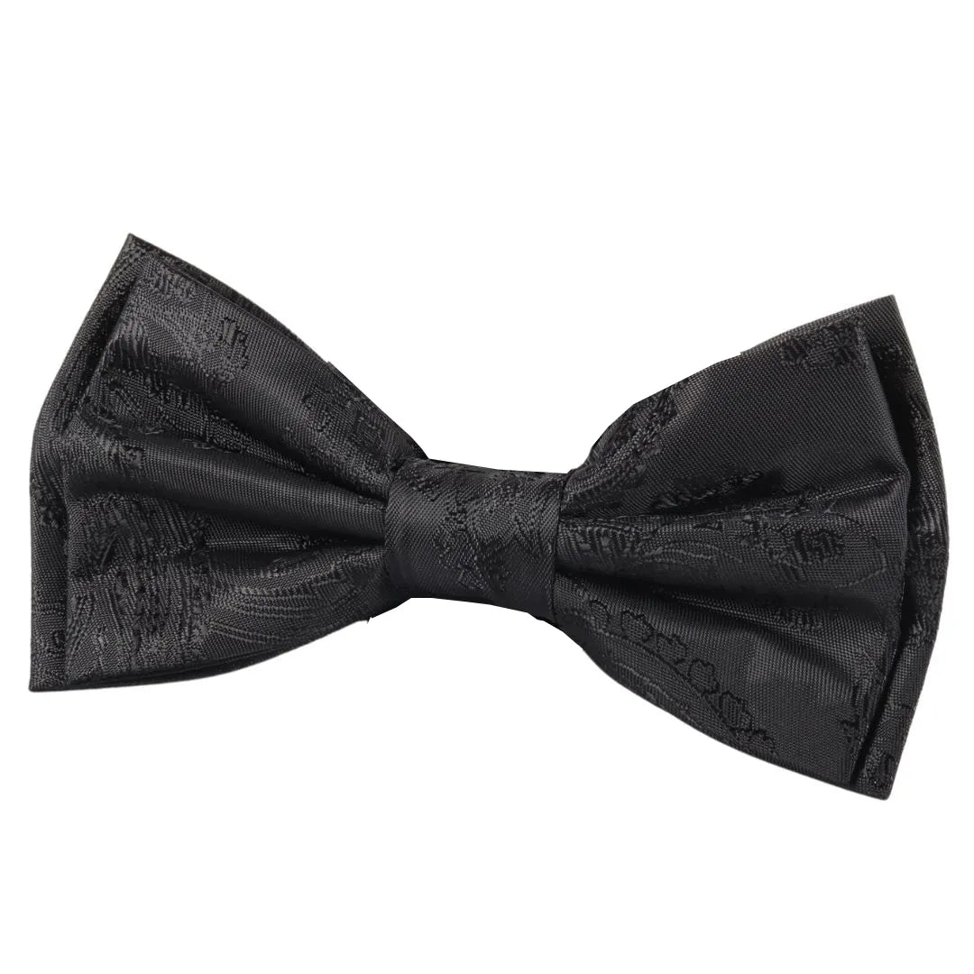 Effen set van voorgebonden vlinderdas en pochet voor heren, zwart, M Effen set van voorgebonden vlinderdas en pochet voor heren, zwart, M