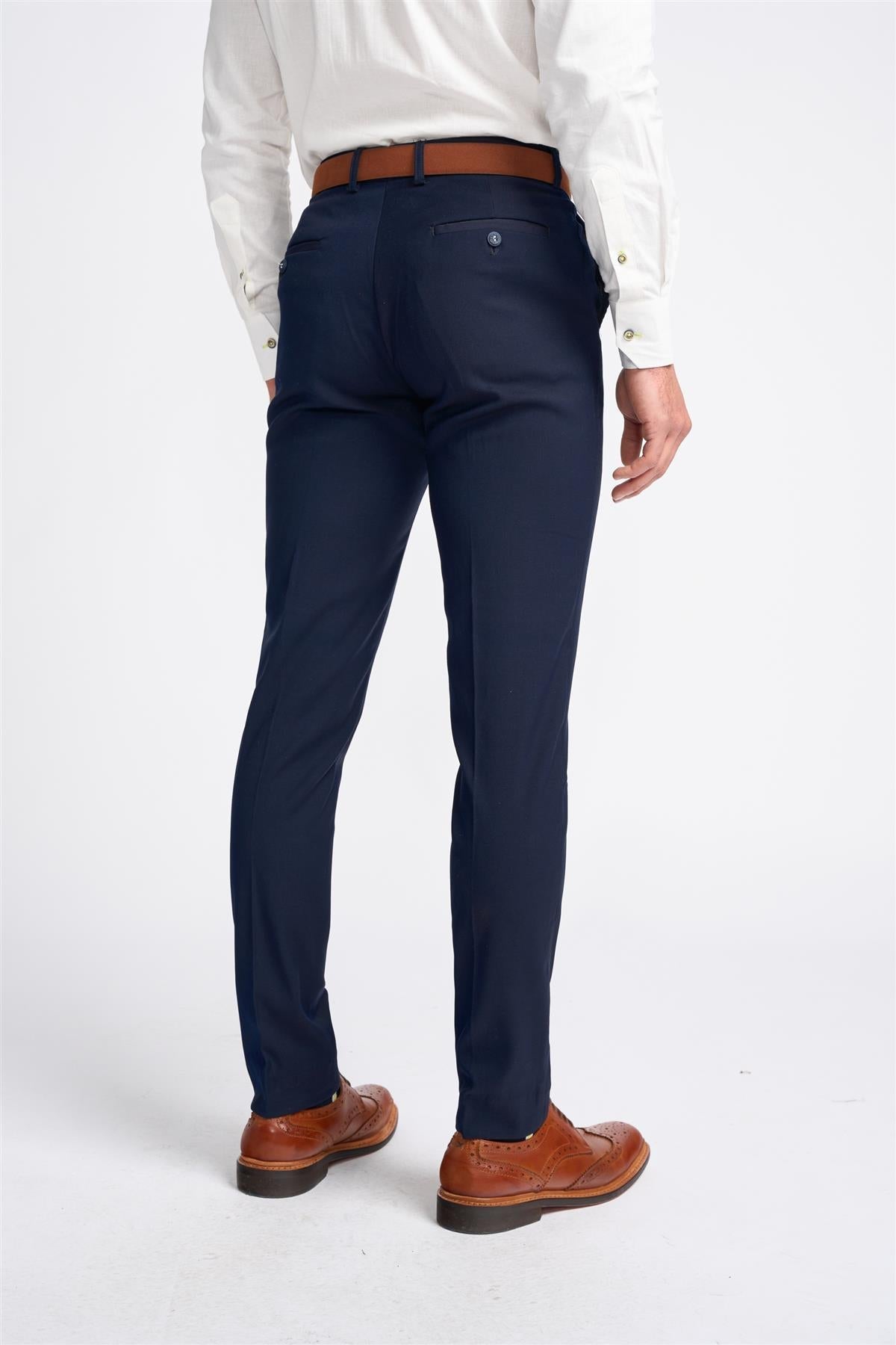 Baresi - Klassieke effen marineblauwe herenbroek