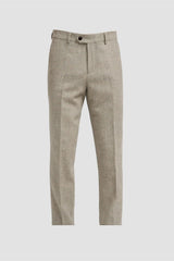Thomas - Heren grijze wolmix visgraat tweed broek