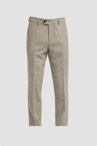 Thomas - Heren grijze wolmix visgraat tweed broek