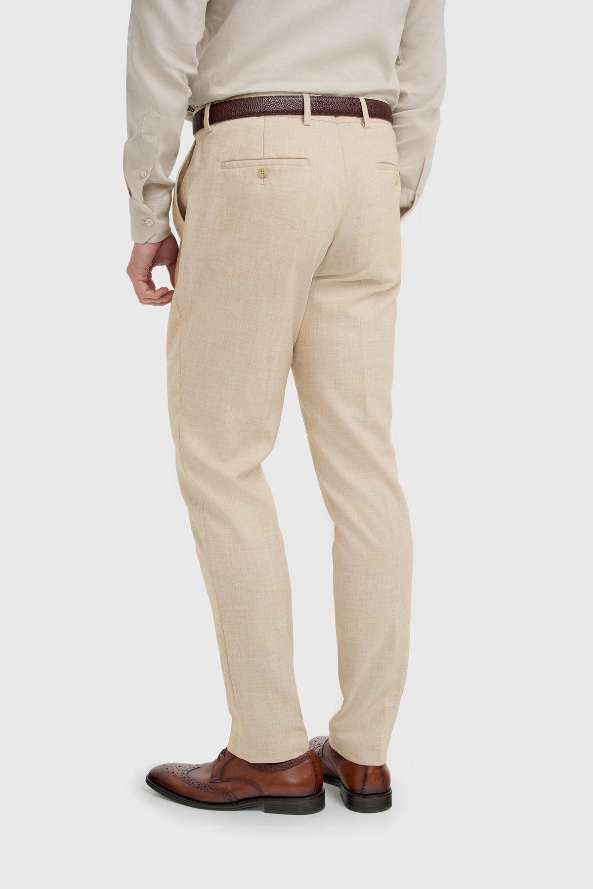 Malibu - Beige herenbroek met textuur