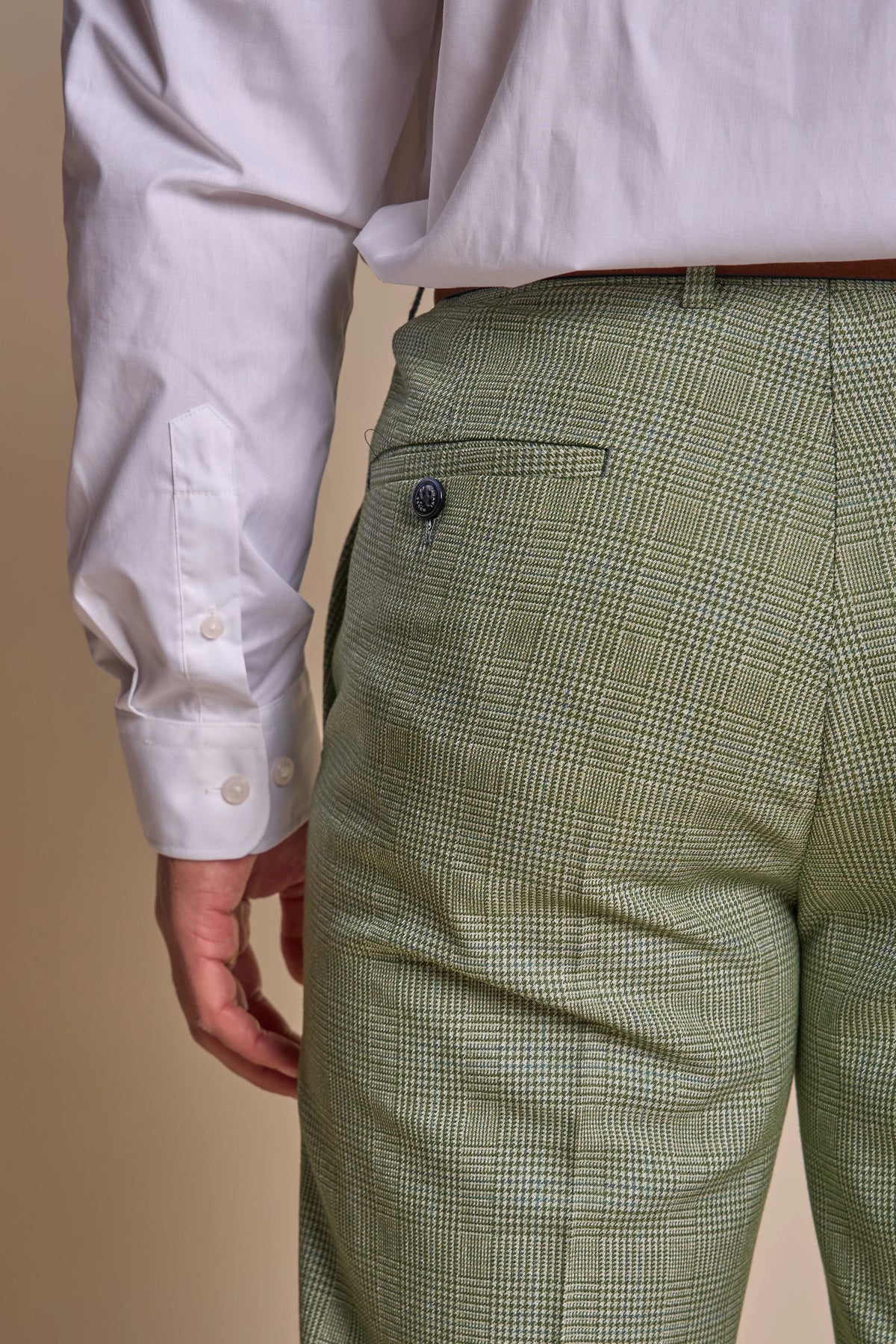 Caridi - Heren Sage Green Geruite Broek