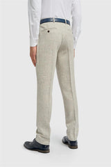 Thomas - Heren grijze wolmix visgraat tweed broek