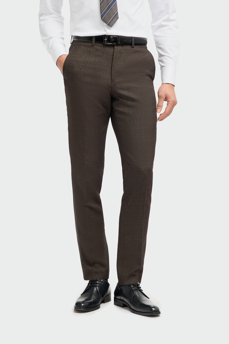 Caridi - Heren Tweed Bruine Broek