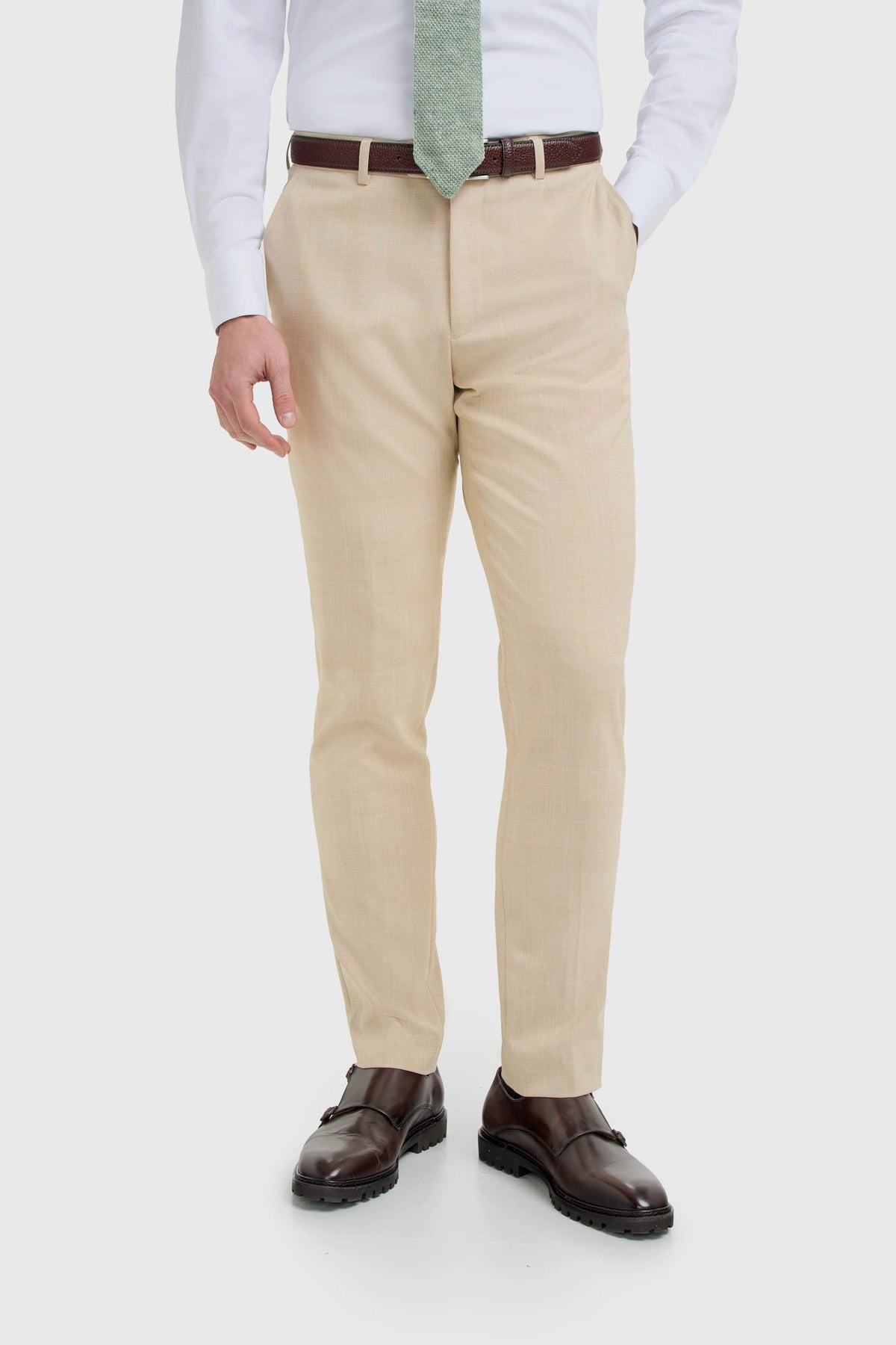 Camden - Beige geruite herenbroek