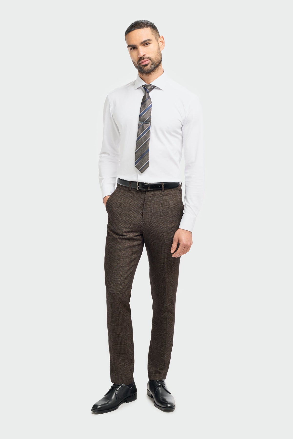 Caridi - Heren Tweed Bruine Broek