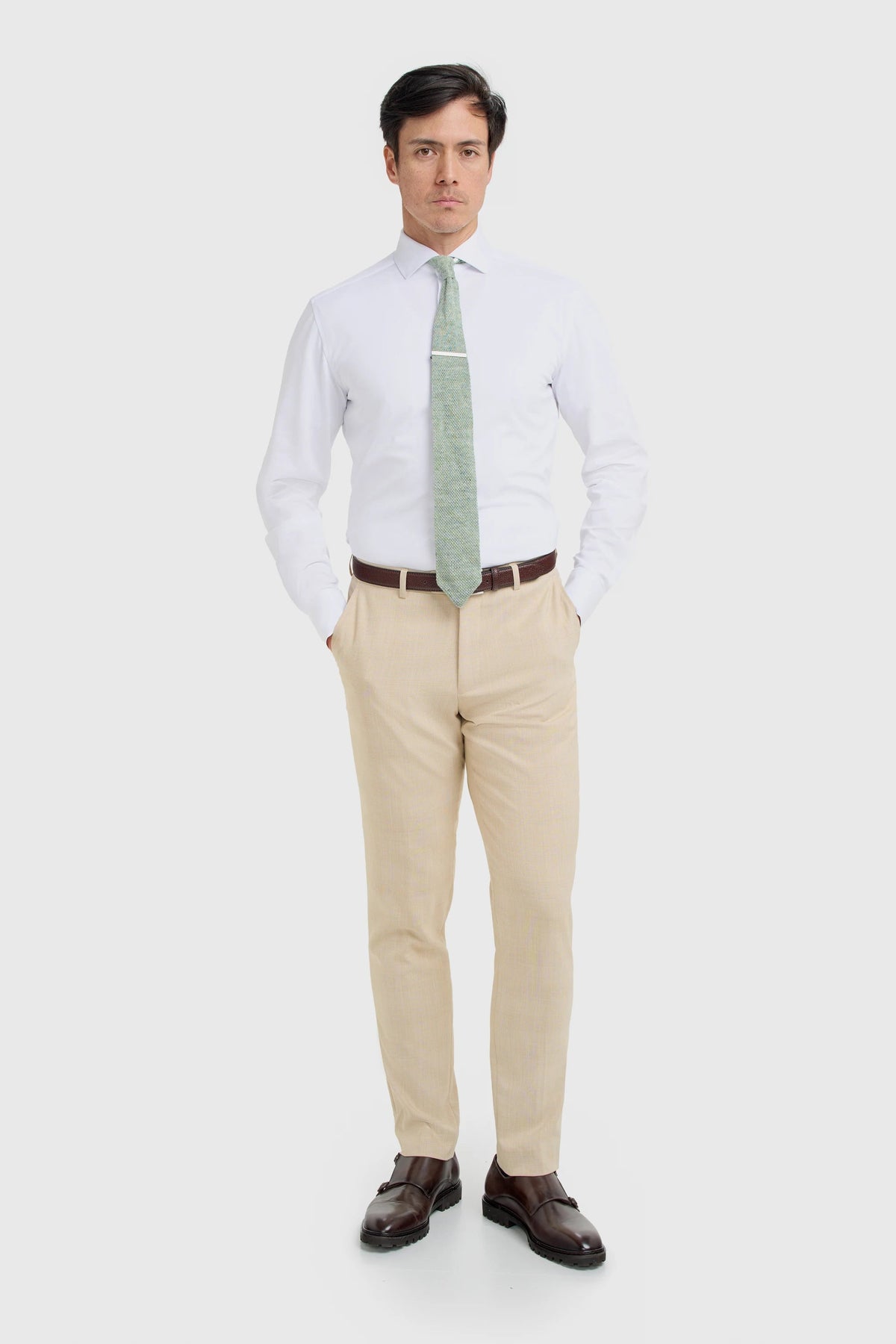 Camden - Beige geruite herenbroek