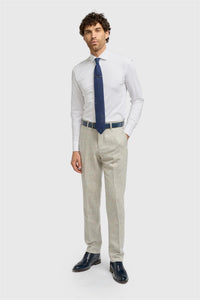 Thomas - Heren grijze wolmix visgraat tweed broek