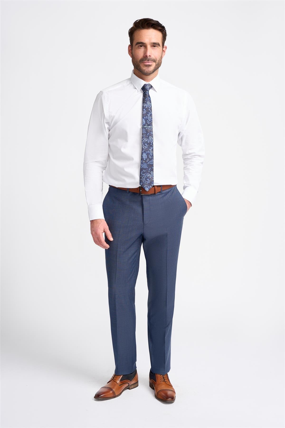 Bond - Heren Marineblauwe Geruite Broek