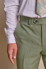 Caridi - Heren Sage Green Geruite Broek