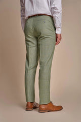 Caridi - Heren Sage Green Geruite Broek