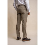 Gaston - Heren Tweed Olijfgroene Geruite Broek