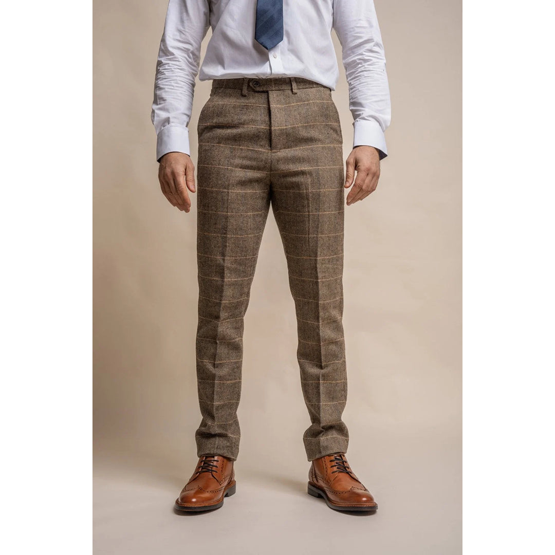 Albert - Heren Bruine Tweed Broek