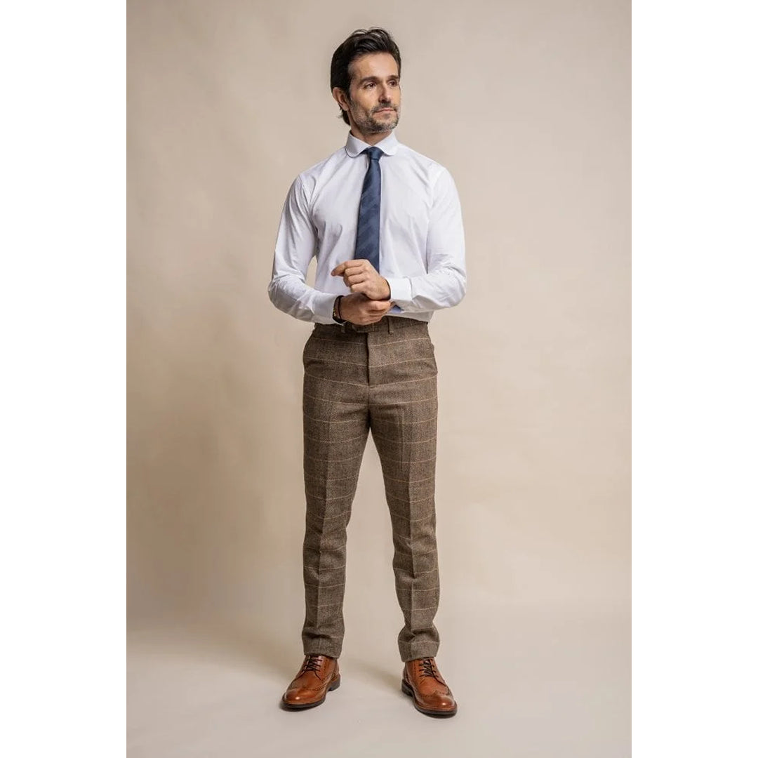 Albert - Heren Bruine Tweed Broek
