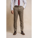 Gaston - Heren Tweed Olijfgroene Geruite Broek