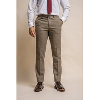Gaston - Heren Tweed Olijfgroene Geruite Broek
