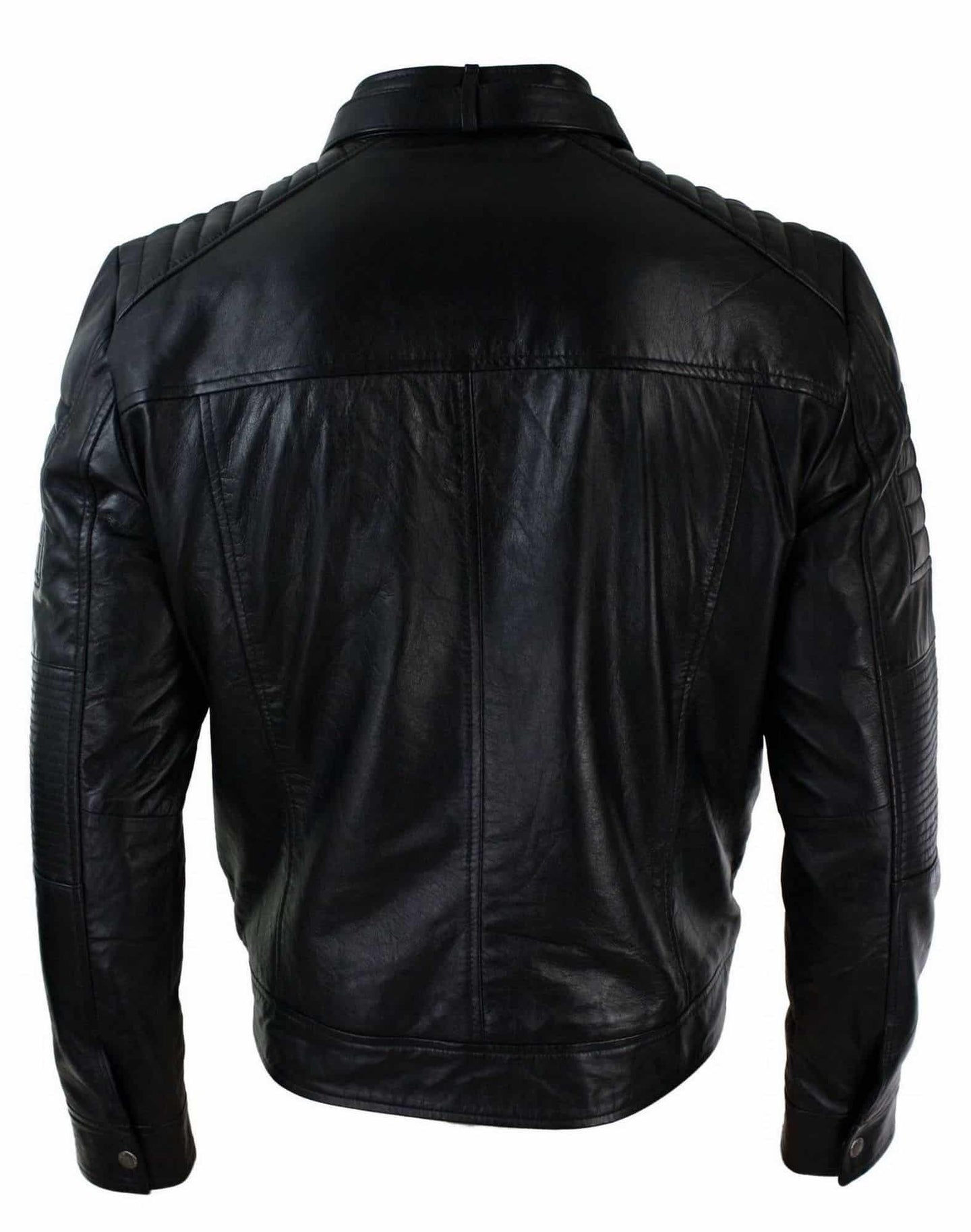 Genuine Real Leather Black Biker Mens Jacket Retro Vintage Tailored Fit UK