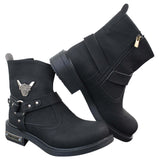 Mens Cowboy Motorcycle Riding Boots Nubuck PU Leather