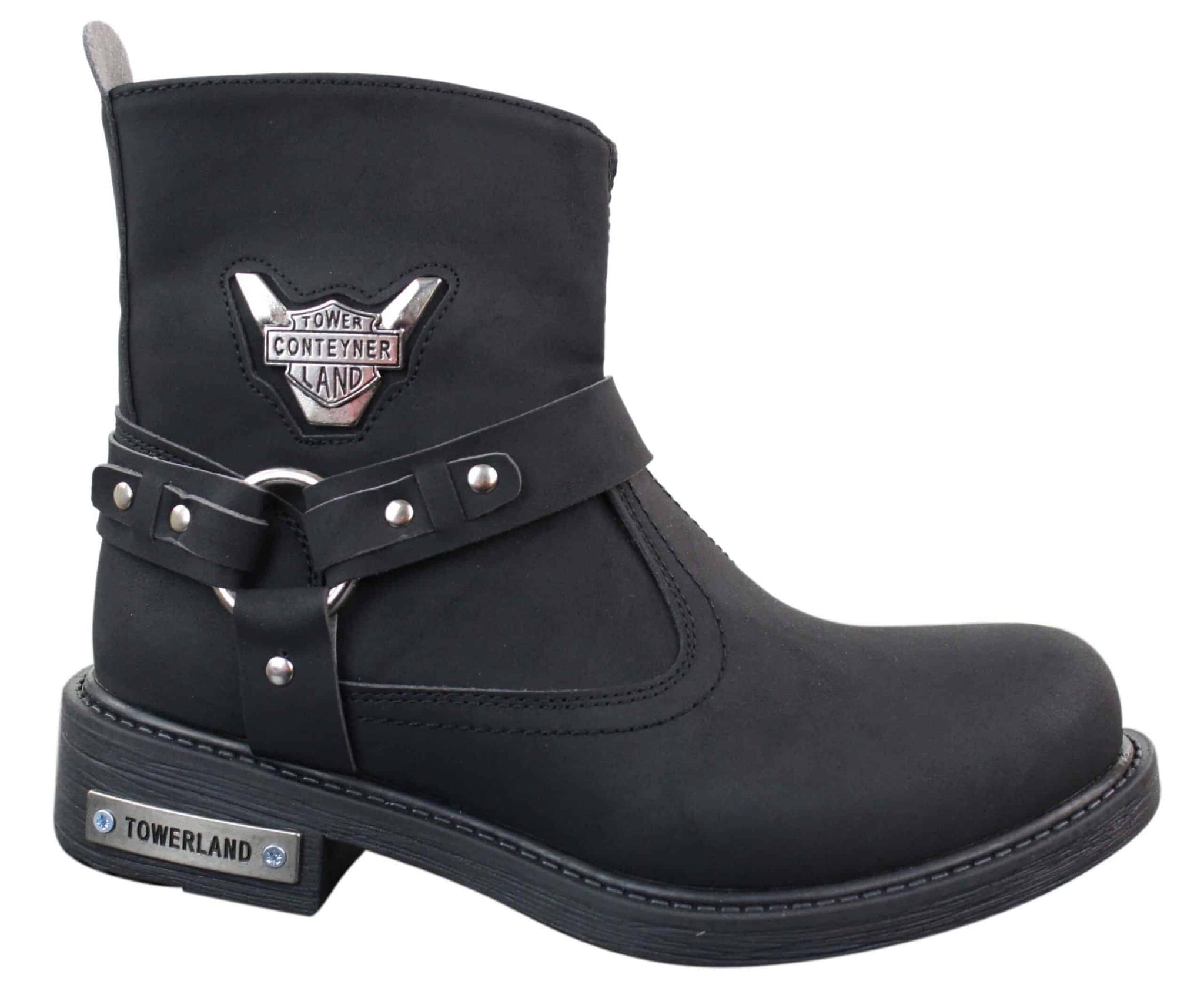 Mens Cowboy Motorcycle Riding Boots Nubuck PU Leather