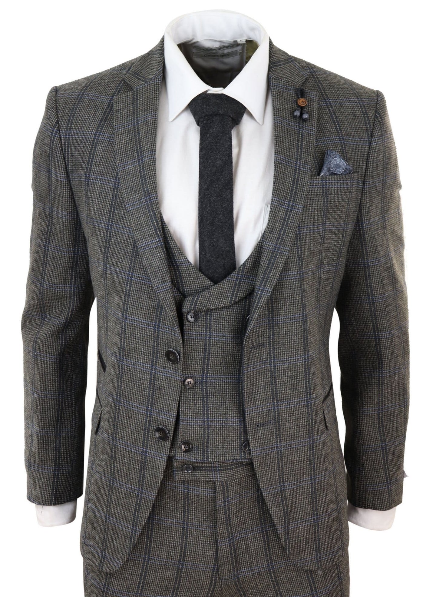 Grey Check 3 Piece Tweed Suit