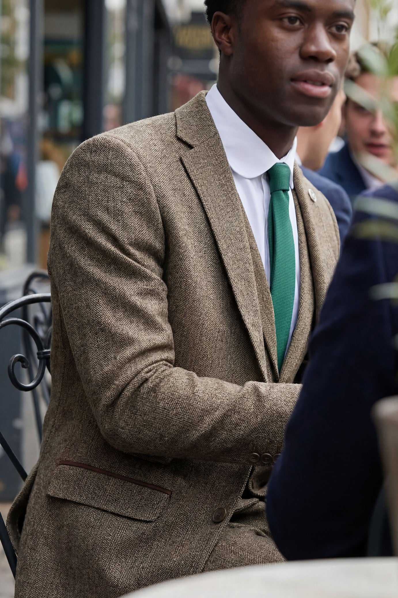 Eikenbruin visgraat tweed 3-delig pak