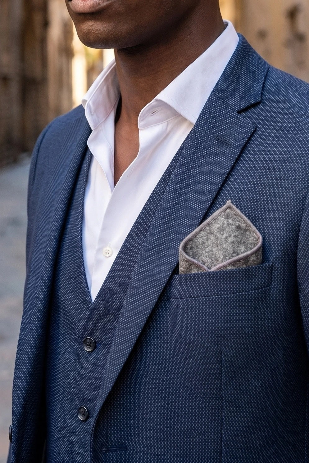 Grijze tweed pochet voor heren