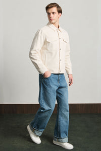 Beige katoenen twill herenjas - Truckeroverhemd