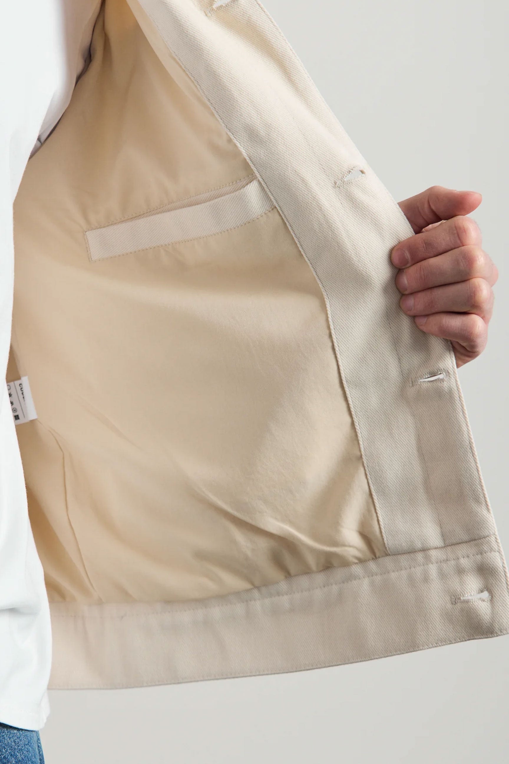 Beige katoenen twill herenjas - Truckeroverhemd