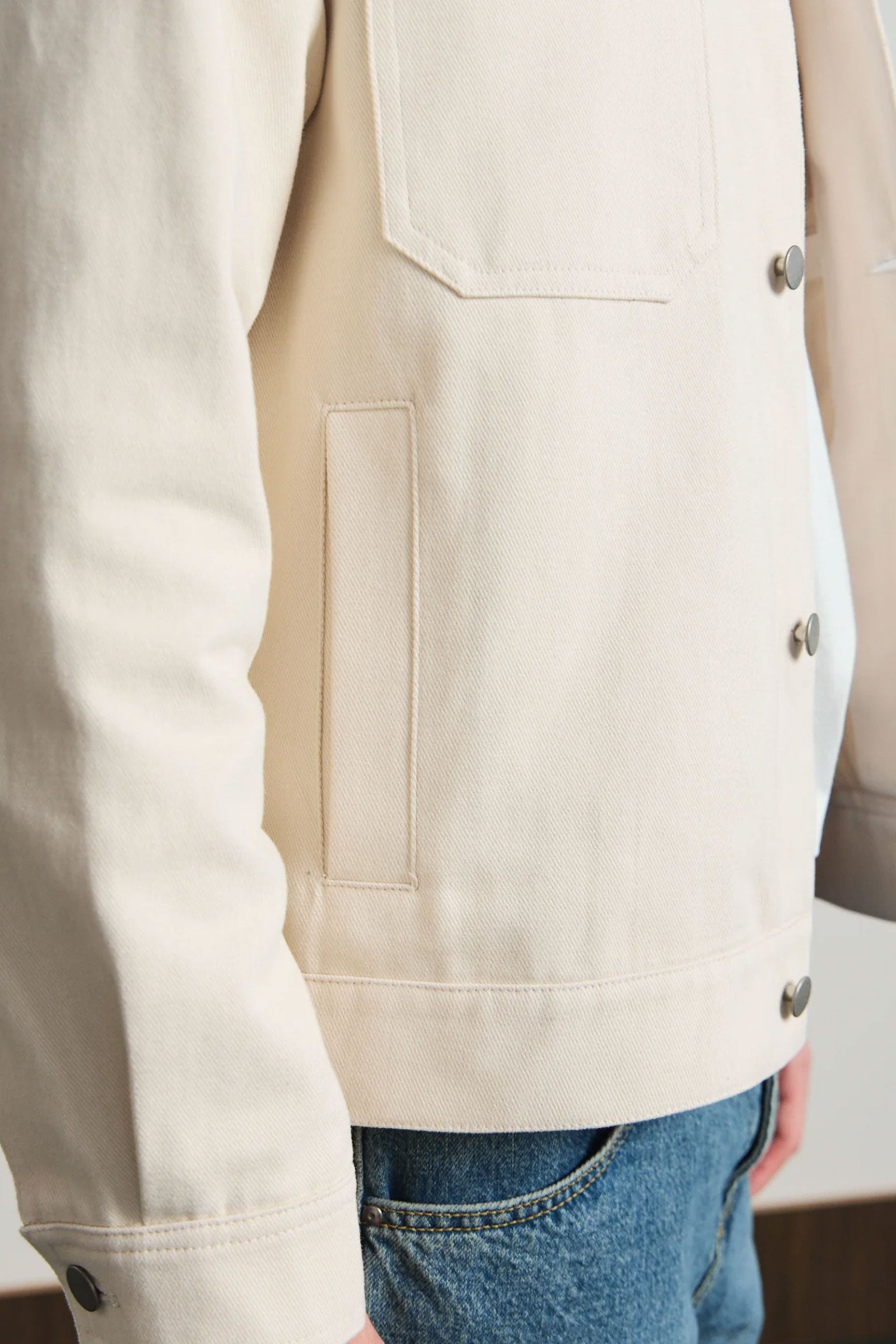 Beige katoenen twill herenjas - Truckeroverhemd