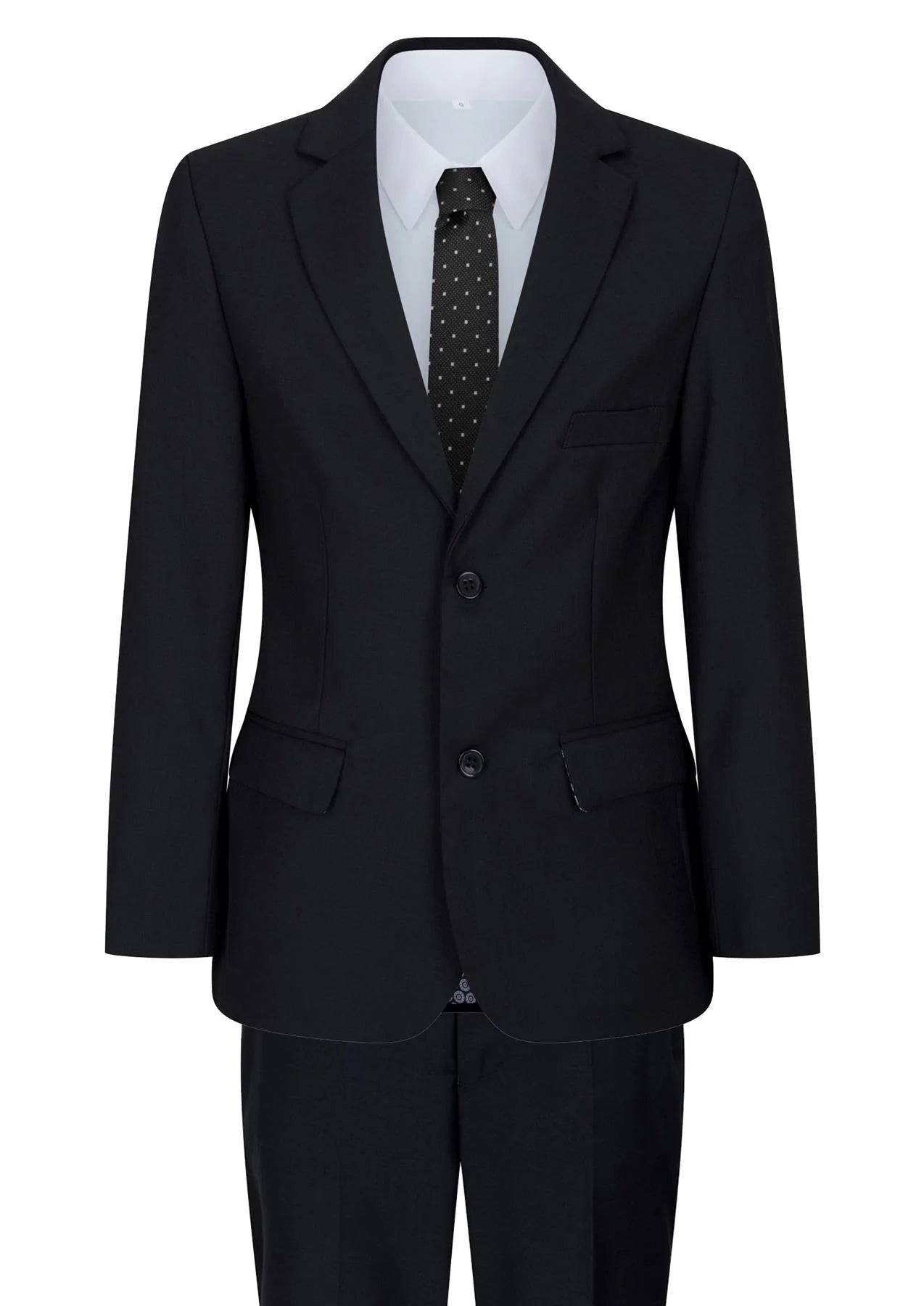 Boys Black 5 Piece Suit Blazer Waistcoat Shirt Tie Trousers Wedding Funeral