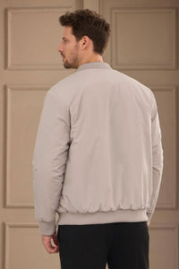Heren bomberjack, zwart en beige, omkeerbaar, lichtgewicht en gewatteerd, 2-in-1 model