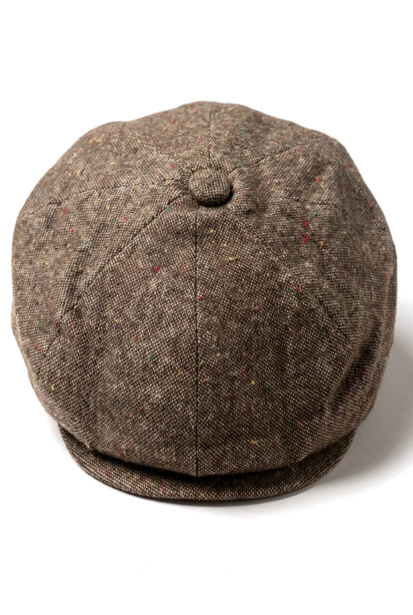 8-delige Baker Boy-pet Shelby-hoed van wollen tweed, klassiek bruin scheermes