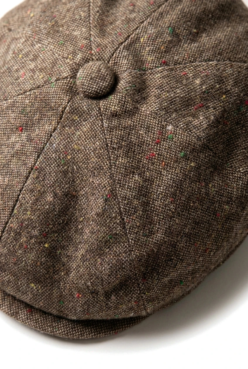 8-delige Baker Boy-pet Shelby-hoed van wollen tweed, klassiek bruin scheermes