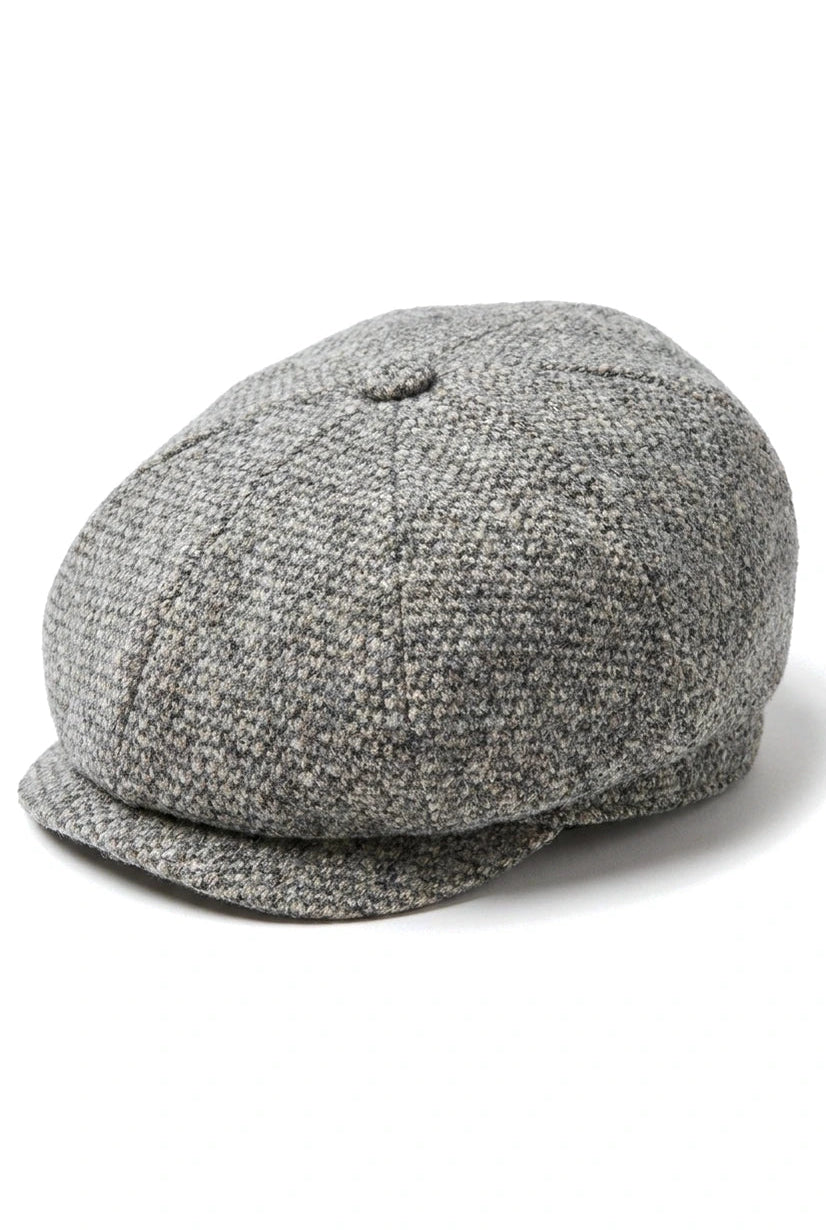 8-delige Baker Boy-pet Shelby-hoed van wollen tweed, klassiek lichtgrijs scheermes