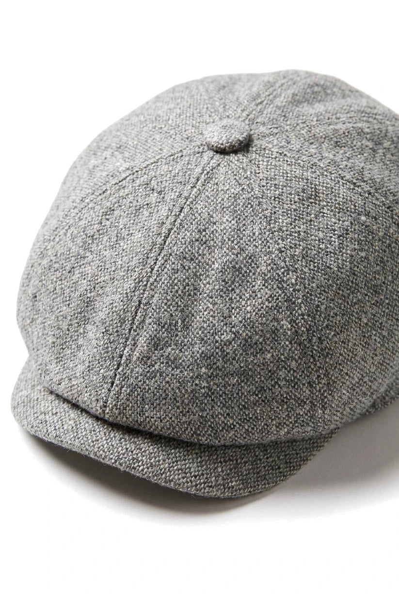 8-delige Baker Boy-pet Shelby-hoed van wollen tweed, klassiek lichtgrijs scheermes