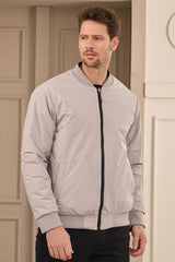 Heren bomberjack, zwart en beige, omkeerbaar, lichtgewicht en gewatteerd, 2-in-1 model