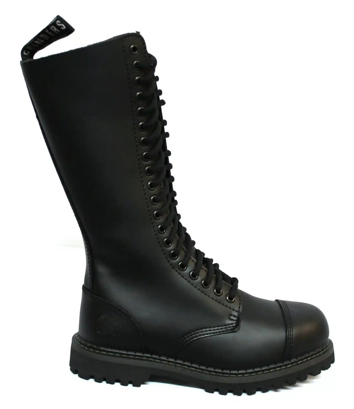 Unisex Real Leather Military Boots Black Ginders King Punk Rock Safety Steel Toe
