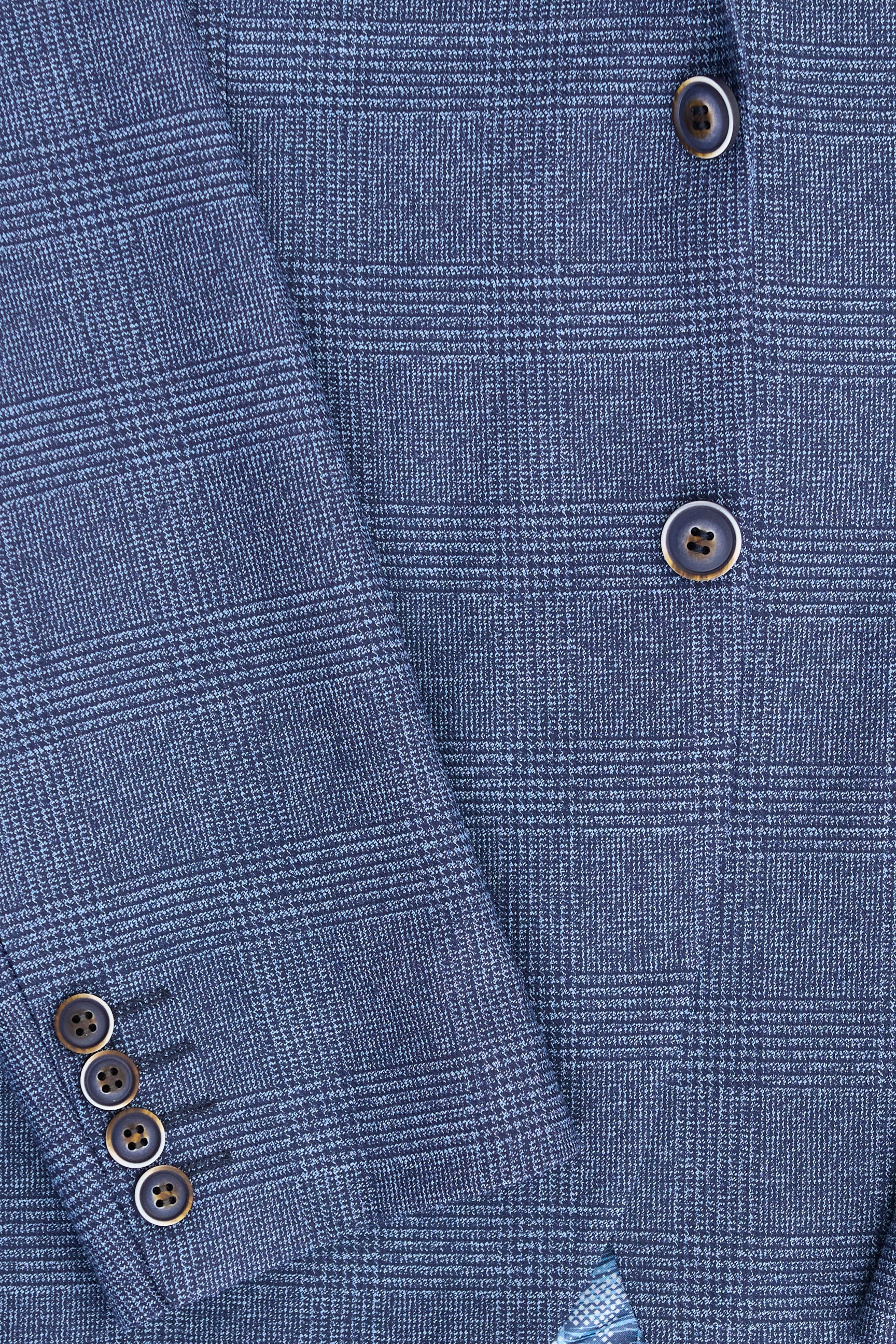 AK-09 Heren 3-delig op maat gemaakt blauw Prince of Wales-ruitpak