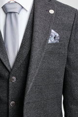 Heren zwart Glen Check 3-delig pak