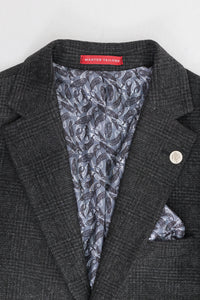 Heren zwart Glen Check 3-delig pak