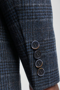 Heren blauw tartan ruit 3-delig pak