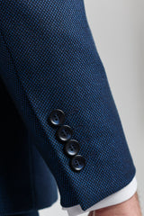 Marineblauw herenpak met 3 stukken, vogeloog, bruiloft, gala, formeel, elegant, klassiek