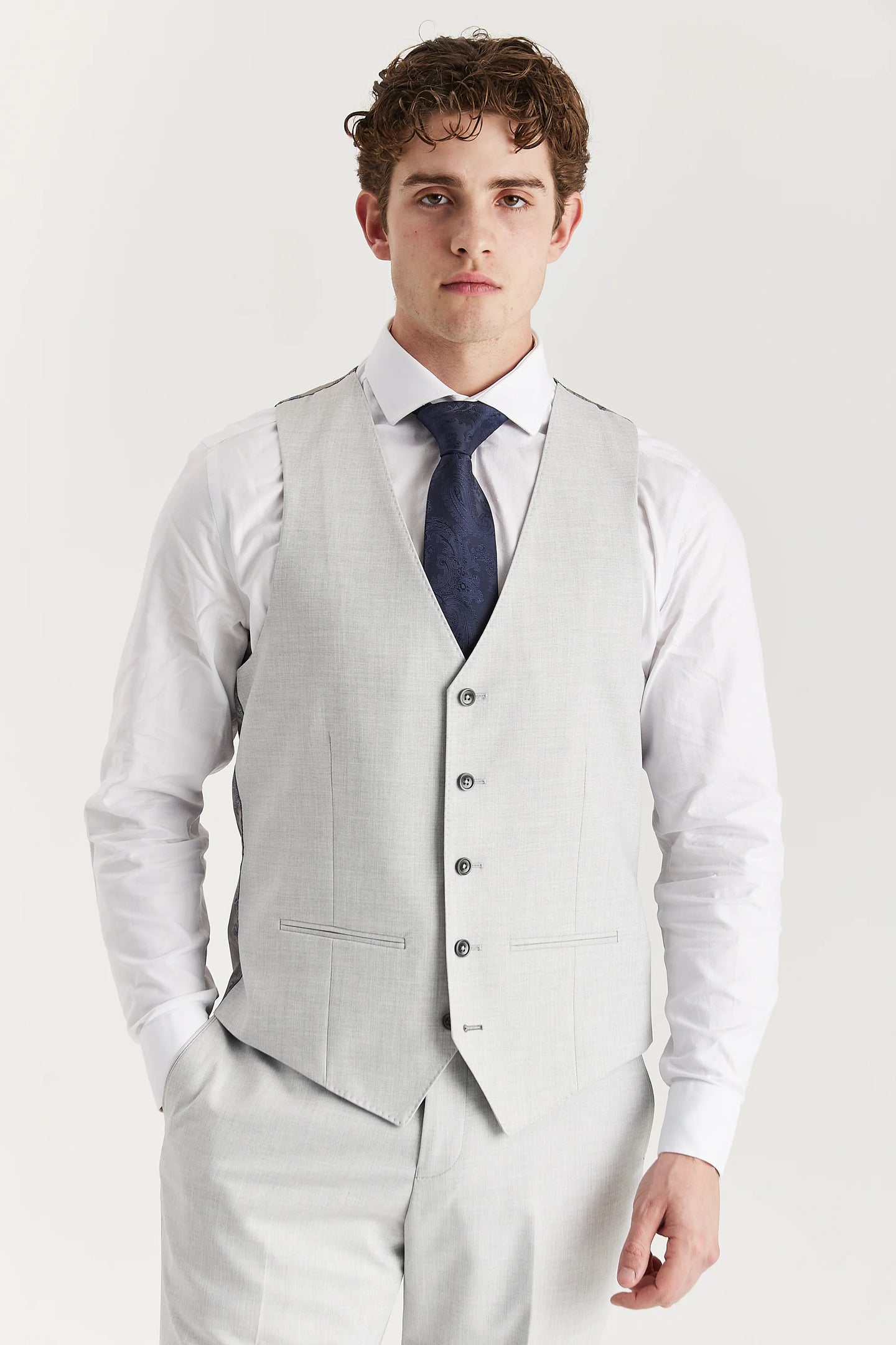 Belmont - Heren Zilverkleurig Tailored Fit Vest