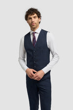 Caridi - Heren Tweed Marineblauw Vest
