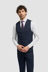 Caridi - Heren Tweed Marineblauw Vest