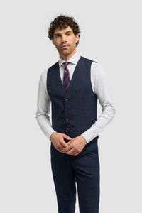 Caridi - Heren Tweed Marineblauw Vest