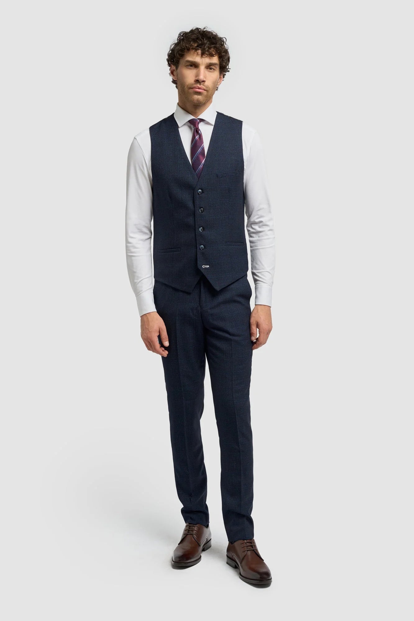 Caridi - Heren Tweed Marineblauw Vest
