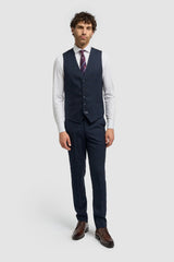 Caridi - Heren Tweed Marineblauw Vest