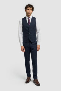 Caridi - Heren Tweed Marineblauw Vest